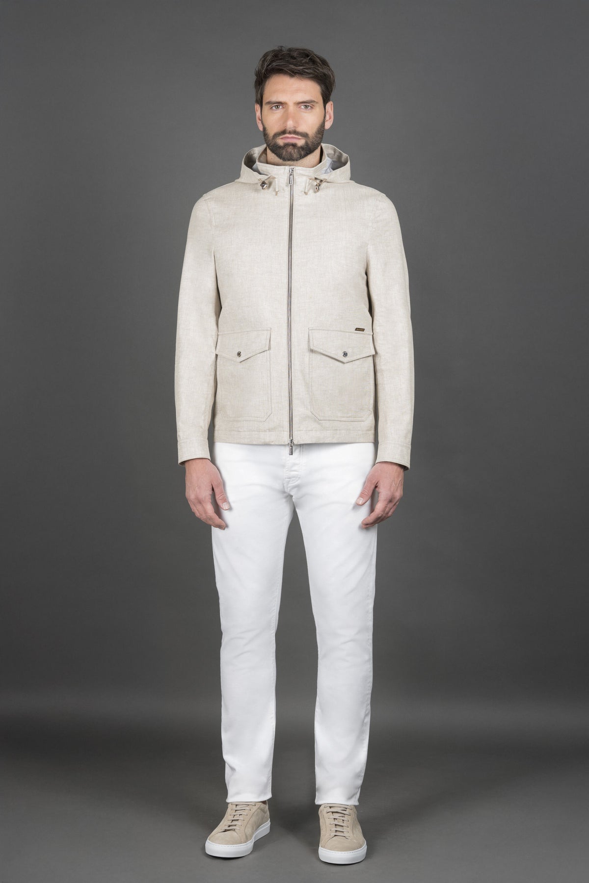 MOORER MEN'S SAND TAILORED JACKET WITH POCKETS