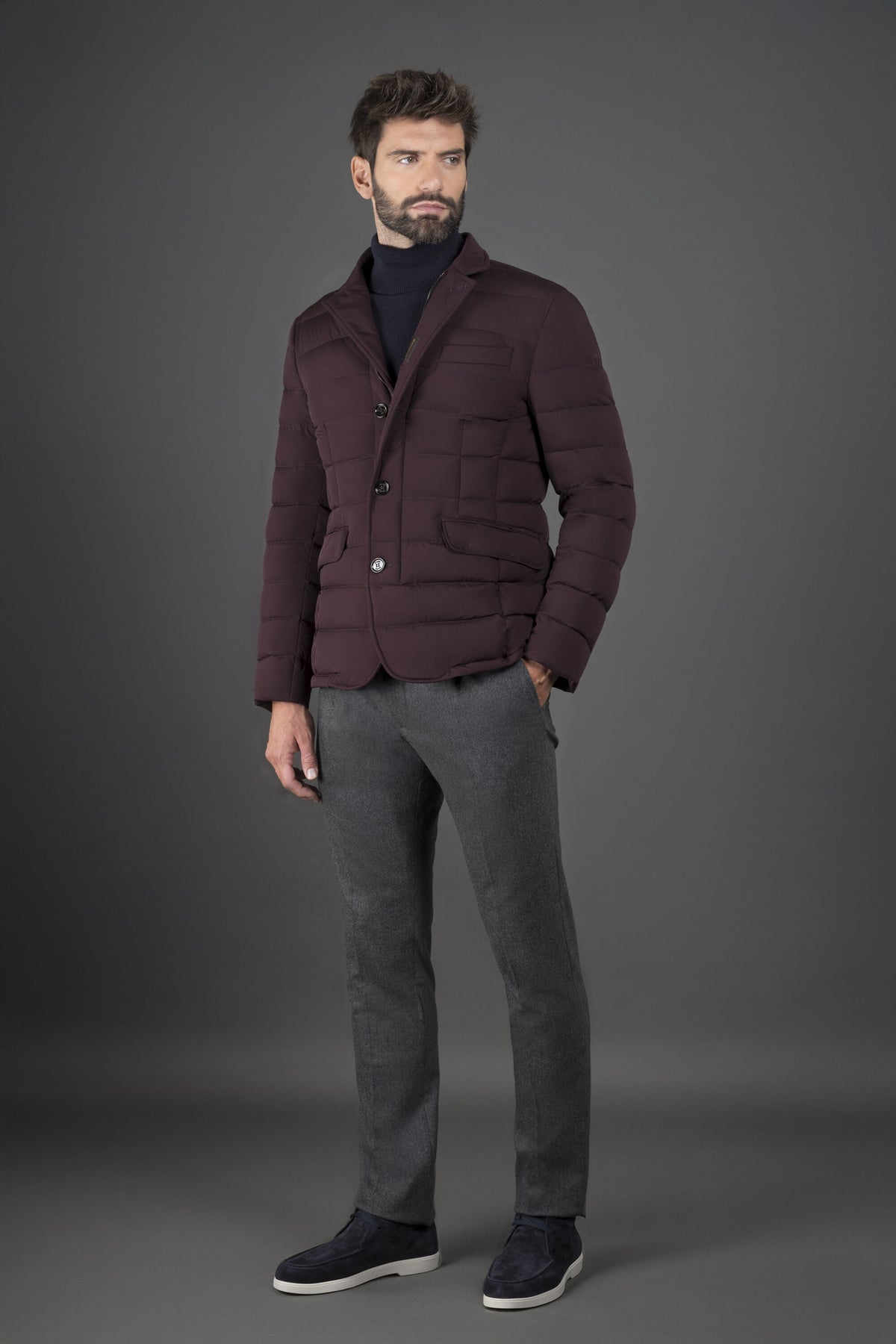 MOORER MEN'S AMARANTH QUILTED BLAZER JACKET