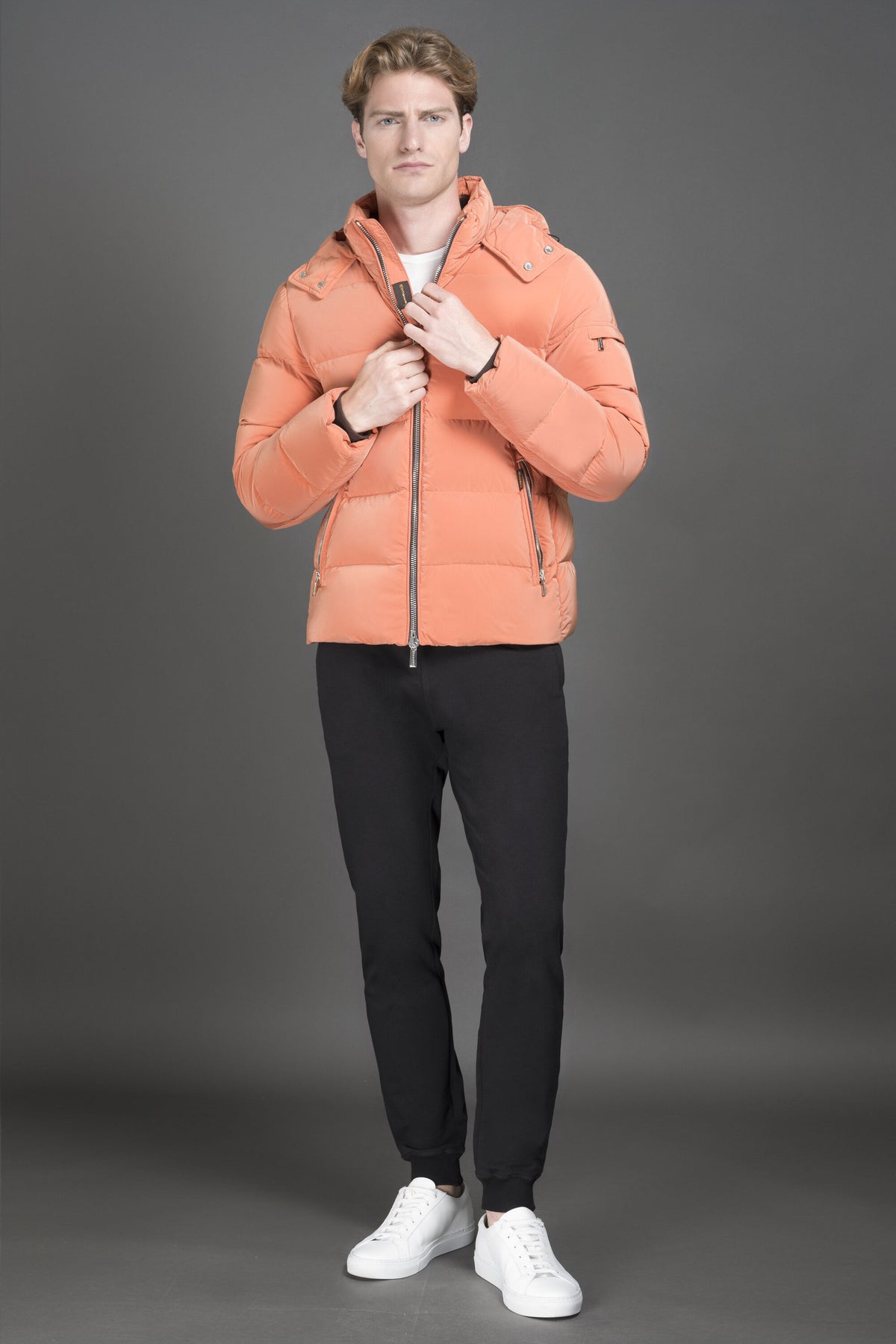 MOORER MEN'S LIGHT ORANGE PUFFER JACKET