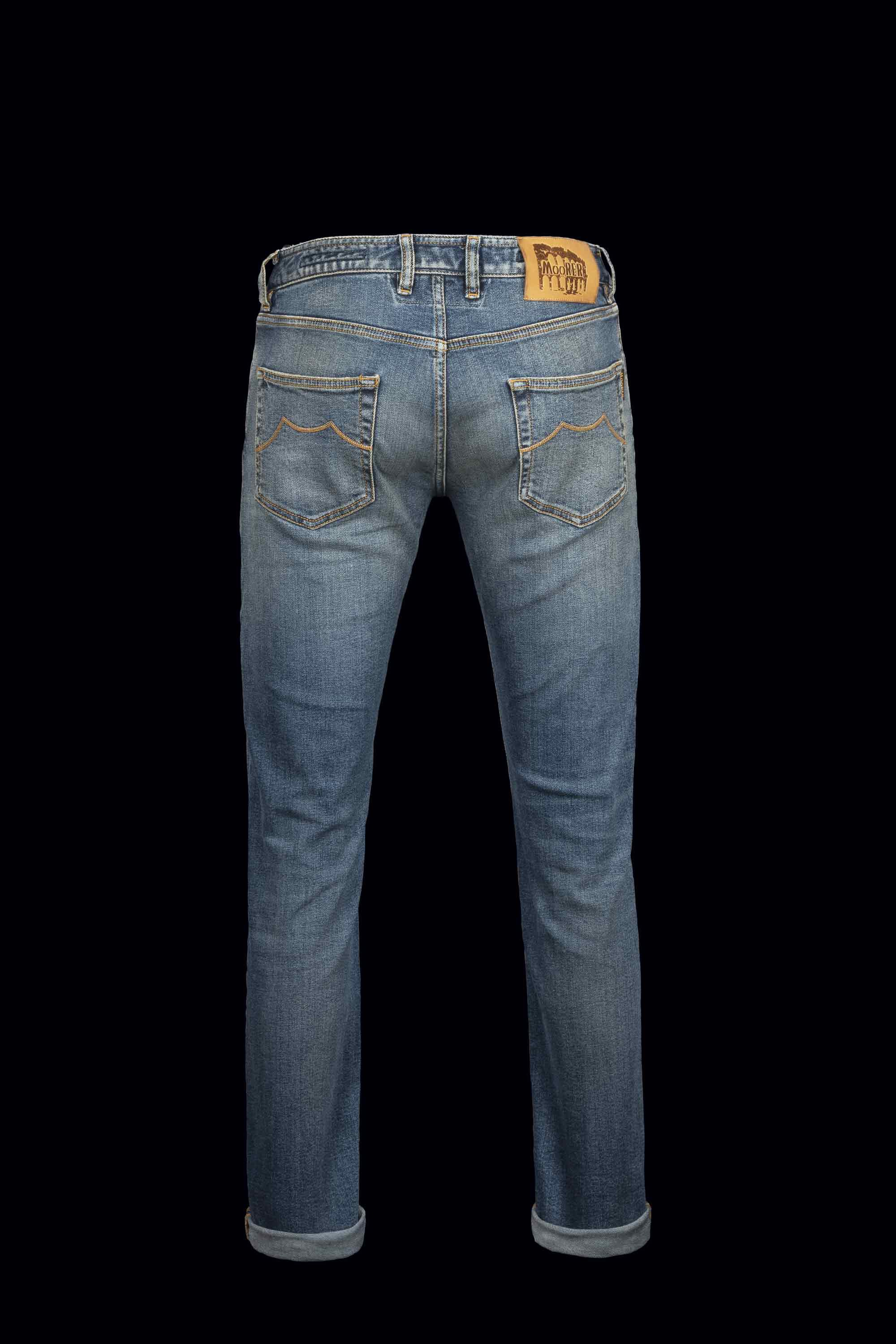 MOORER MEN'S LIGHT BLUE DENIM TROUSERS