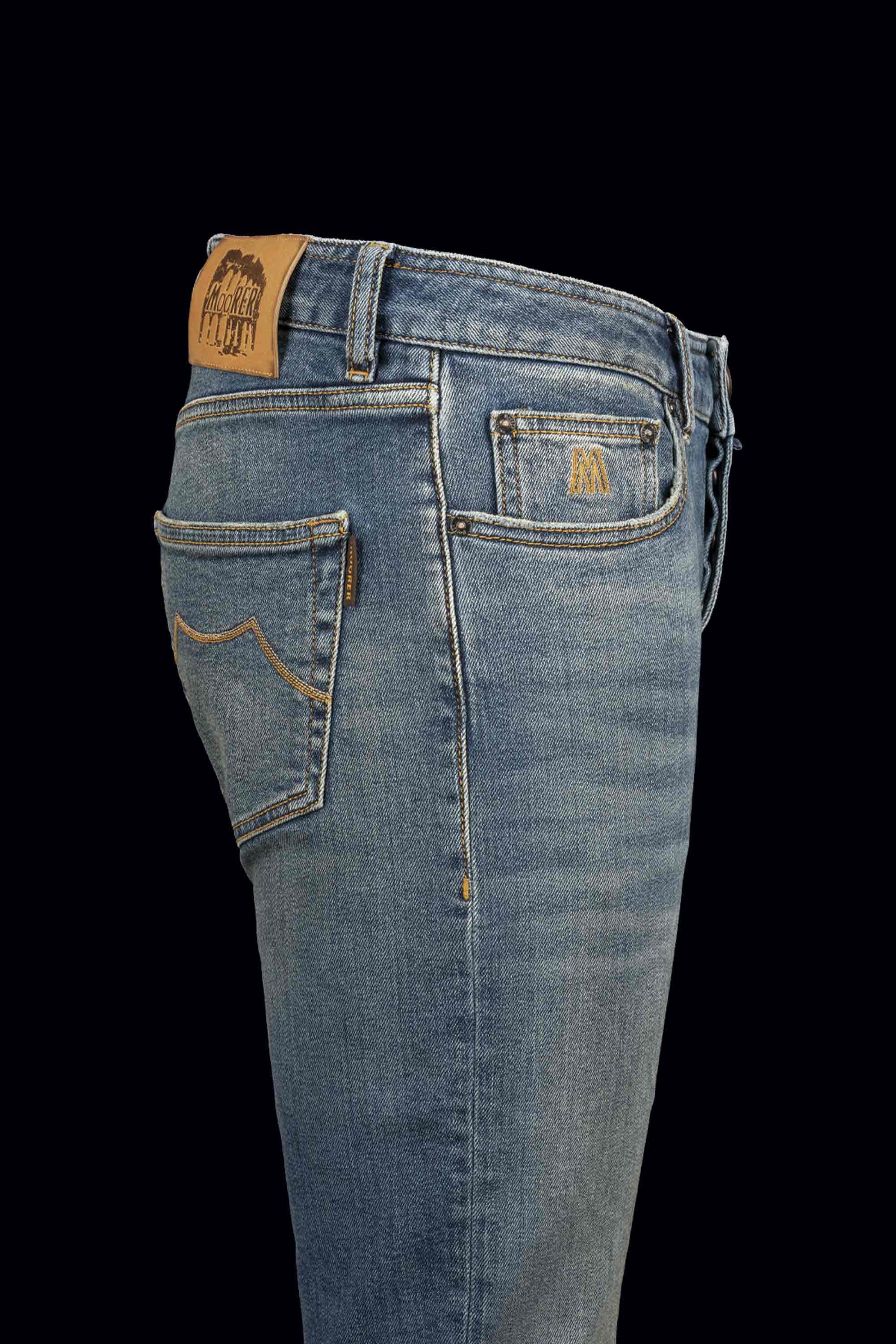 MOORER MEN'S LIGHT BLUE DENIM TROUSERS