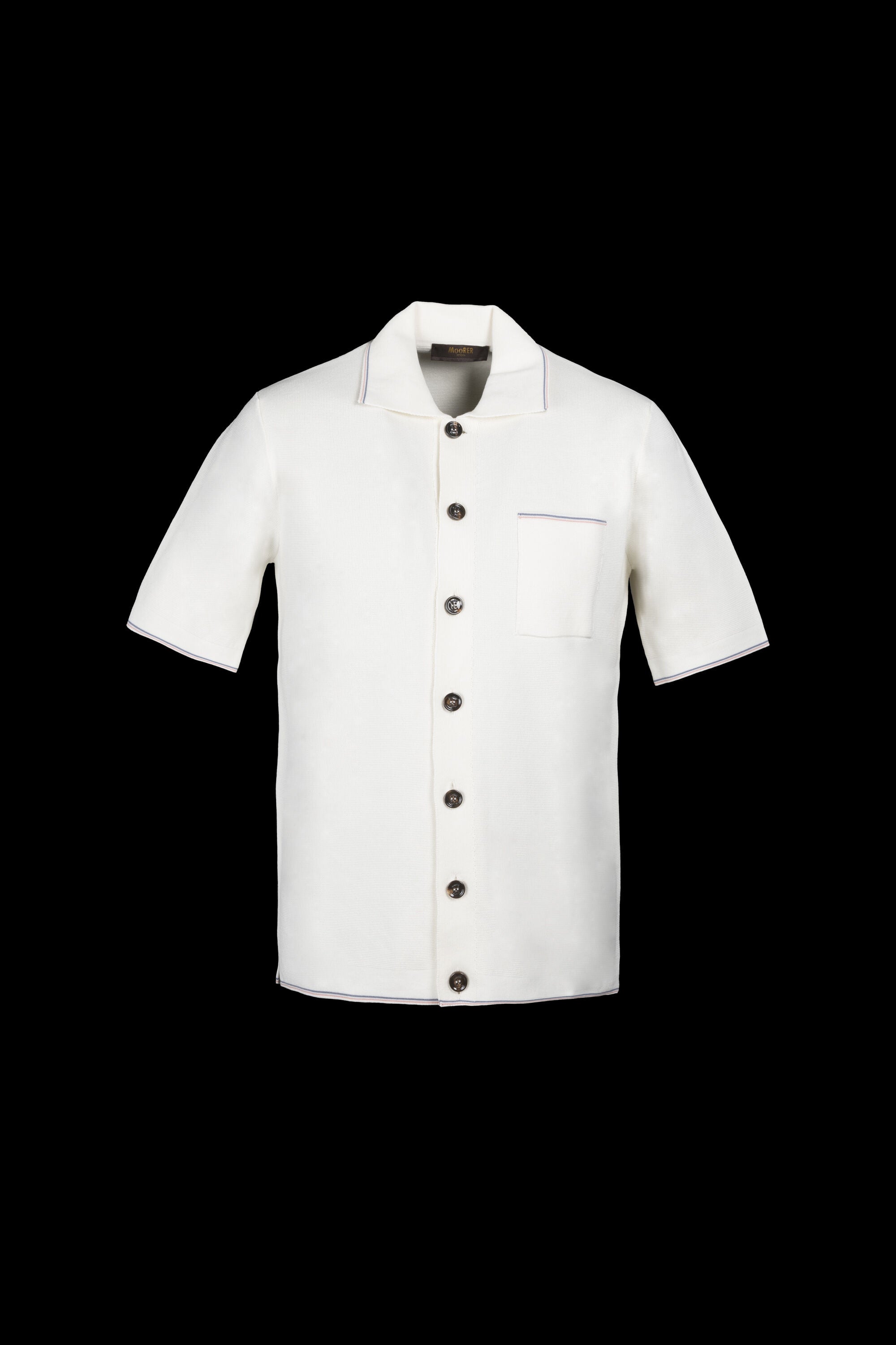 MOORER MEN'S WHITE SHORT SLEEVE SWEATER