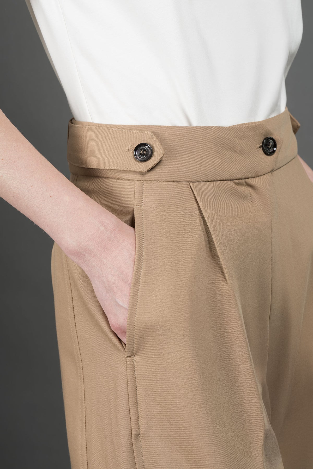 MOORER WOMEN'S LIGHT BROWN WIDE TROUSERS
