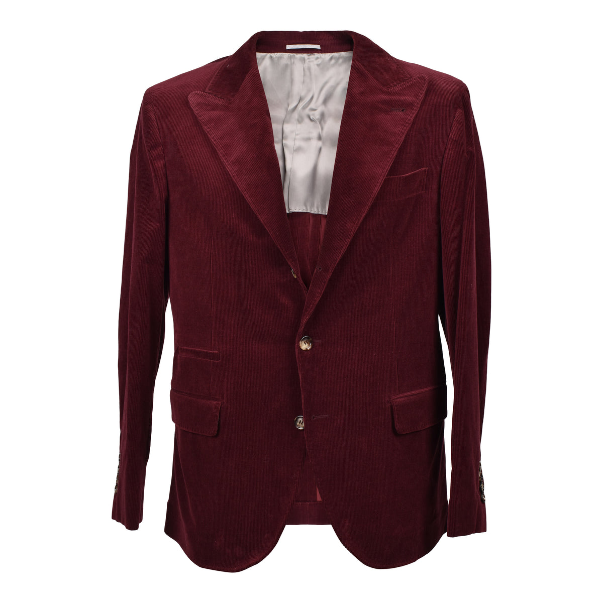 BRUNELLO CUCINELLI MEN'S BURGUNDY WOOL CASHMERE BLAZER