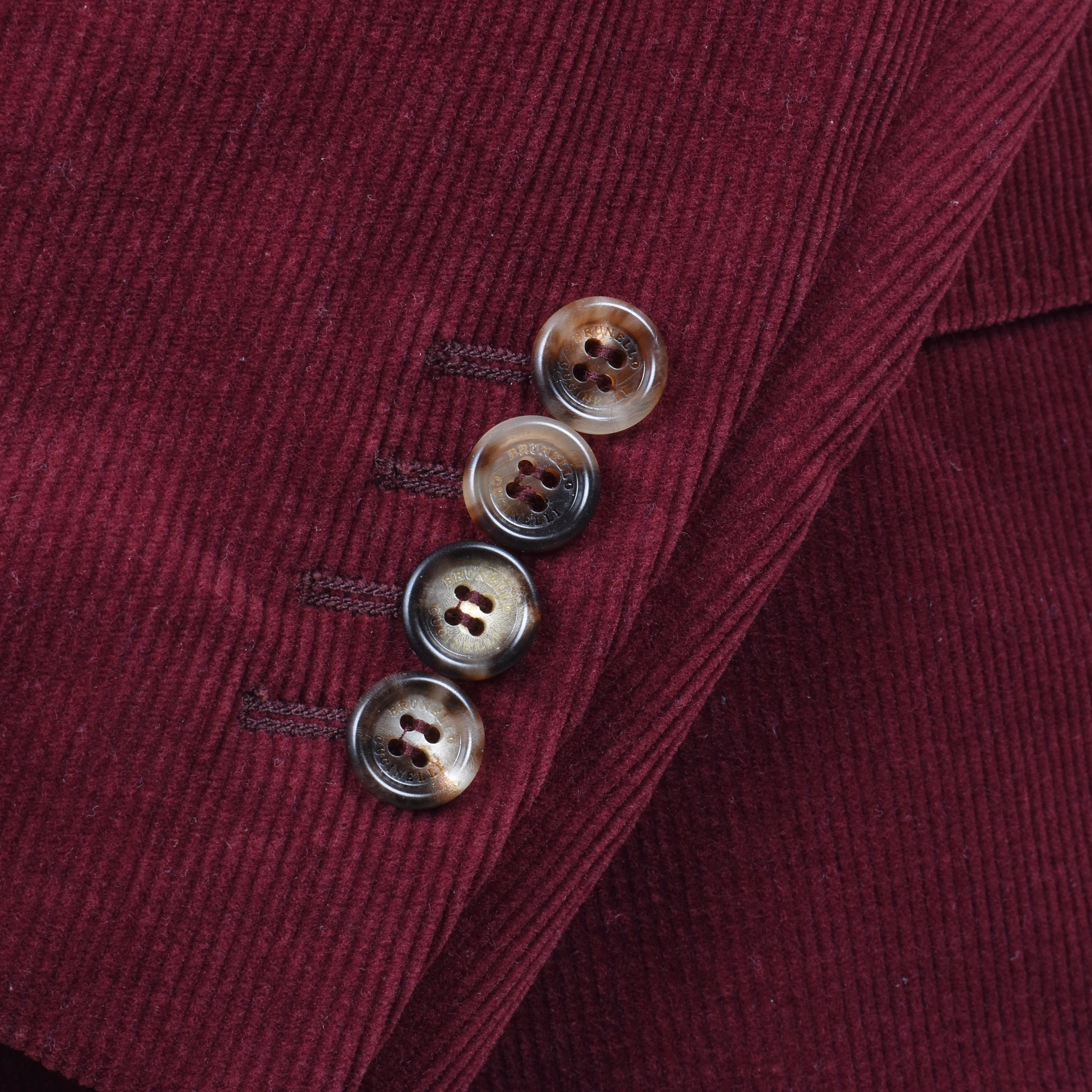BRUNELLO CUCINELLI MEN'S BURGUNDY CASHMERE BLEND CORDUROY BLAZER