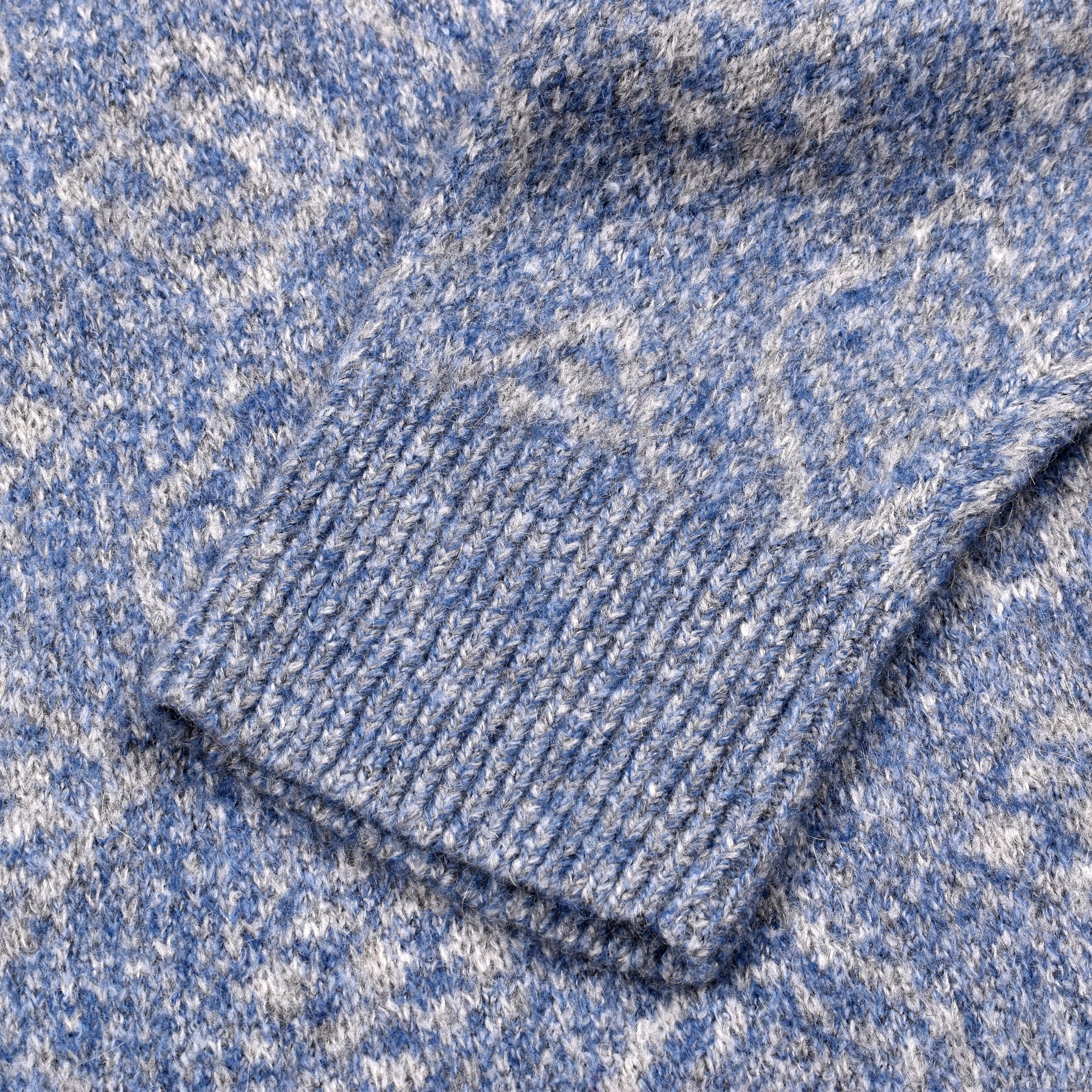 BRUNELLO CUCINELLI MEN'S SKY BLUE WOOL BLEND PATTERNED SWEATER