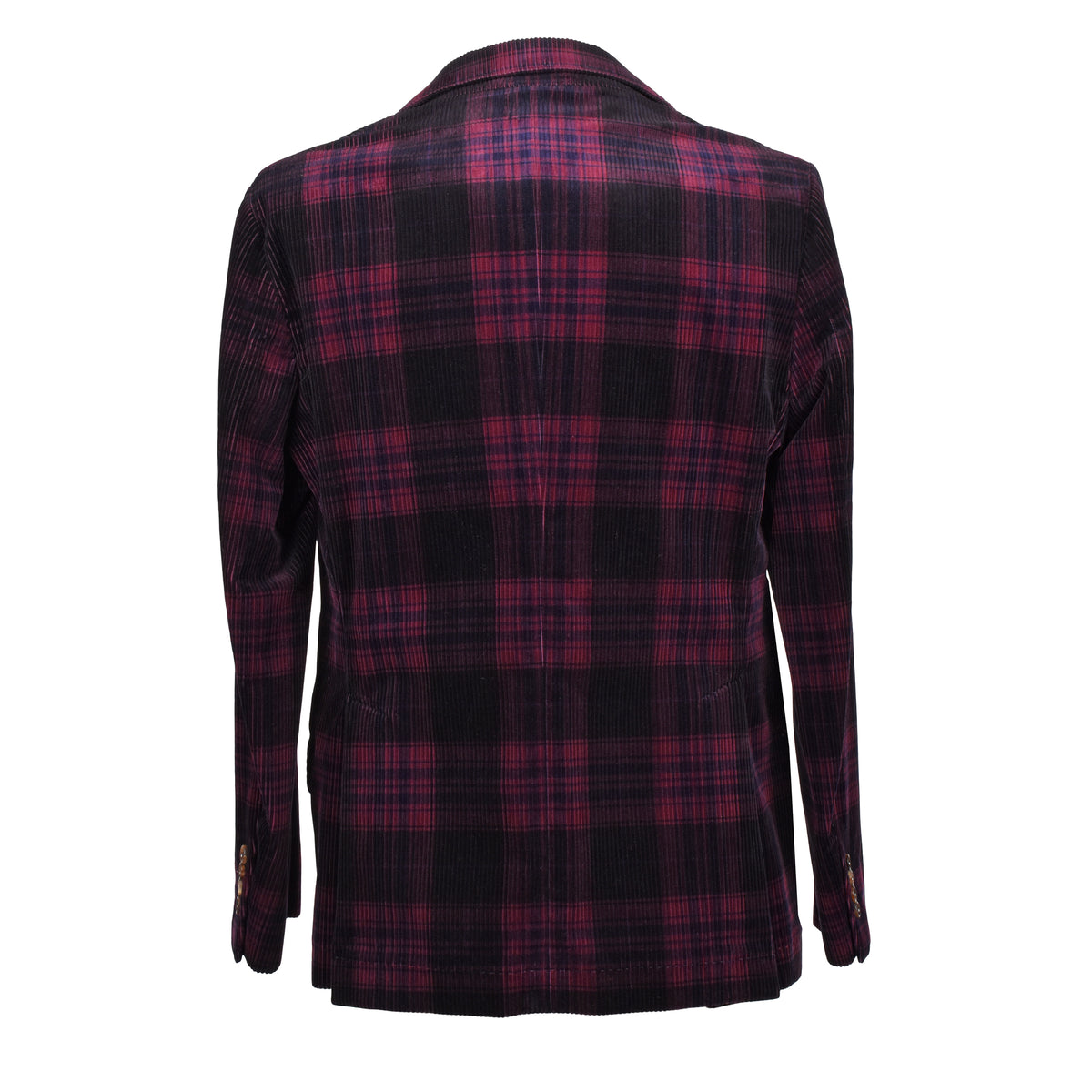 BRUNELLO CUCINELLI MEN'S BURGUNDY PLAID CORDUROY BLAZER