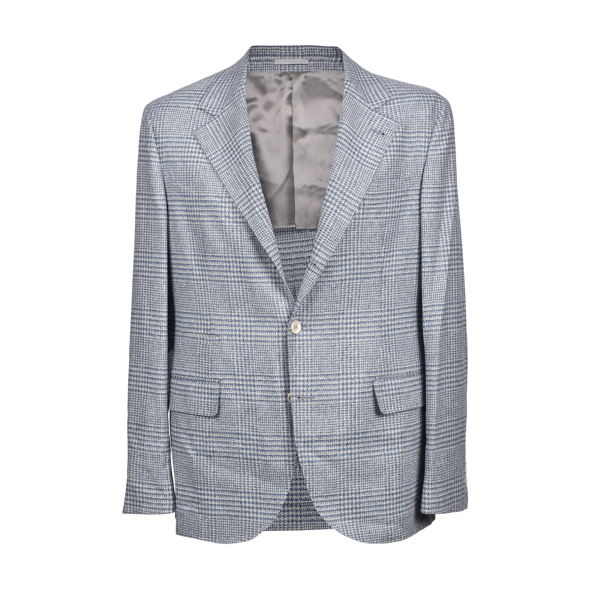 BRUNELLO CUCINELLI MEN'S LIGHT GREY WOOL SILK SUIT