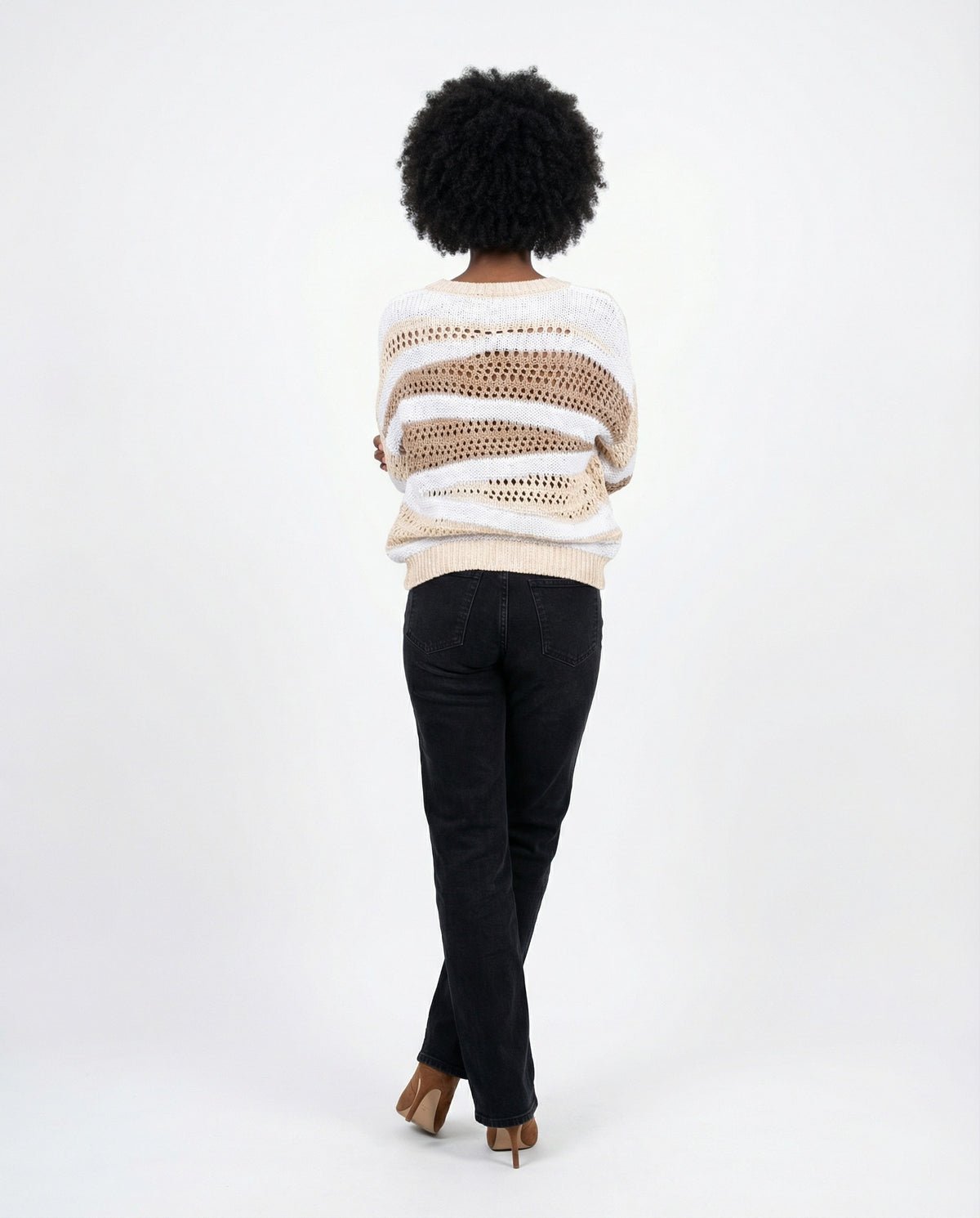 PESERICO WOMEN'S NATURAL BEIGE KNIT PULLOVER SWEATER