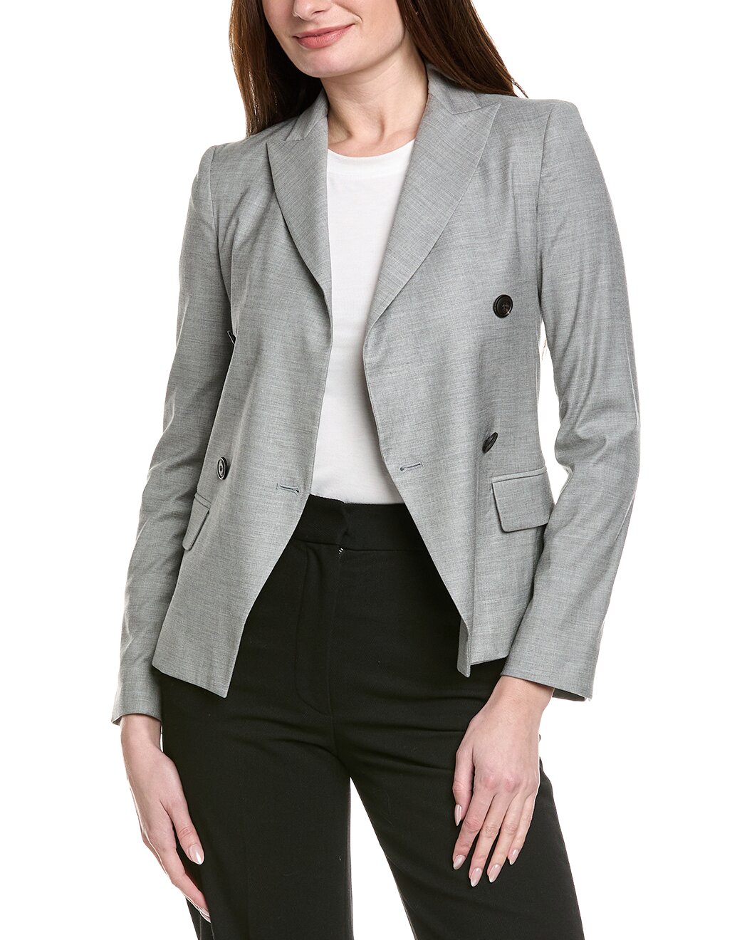 ELEVENTY WOMEN'S LIGHT GREY DOUBLE BREASTED BLAZER