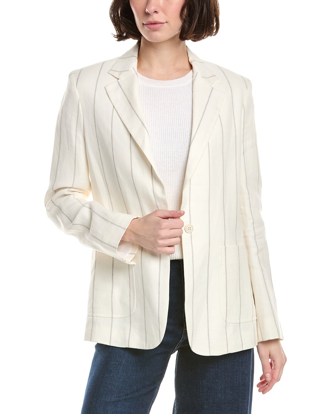 ELEVENTY WOMEN'S IVORY ONE BUTTON BLAZER