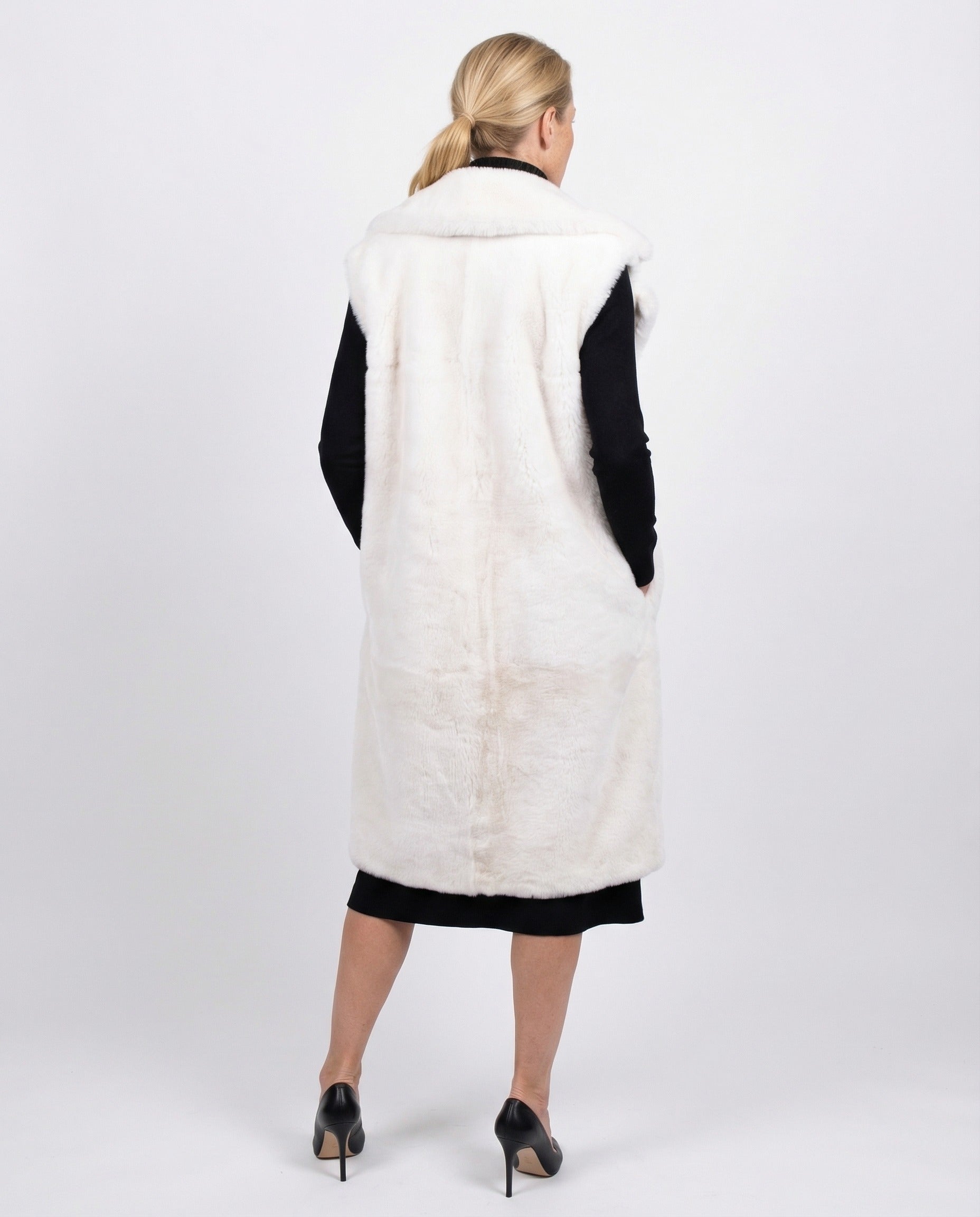 MARNI WOMEN'S WHITE FUR SLEEVELESS JACKET