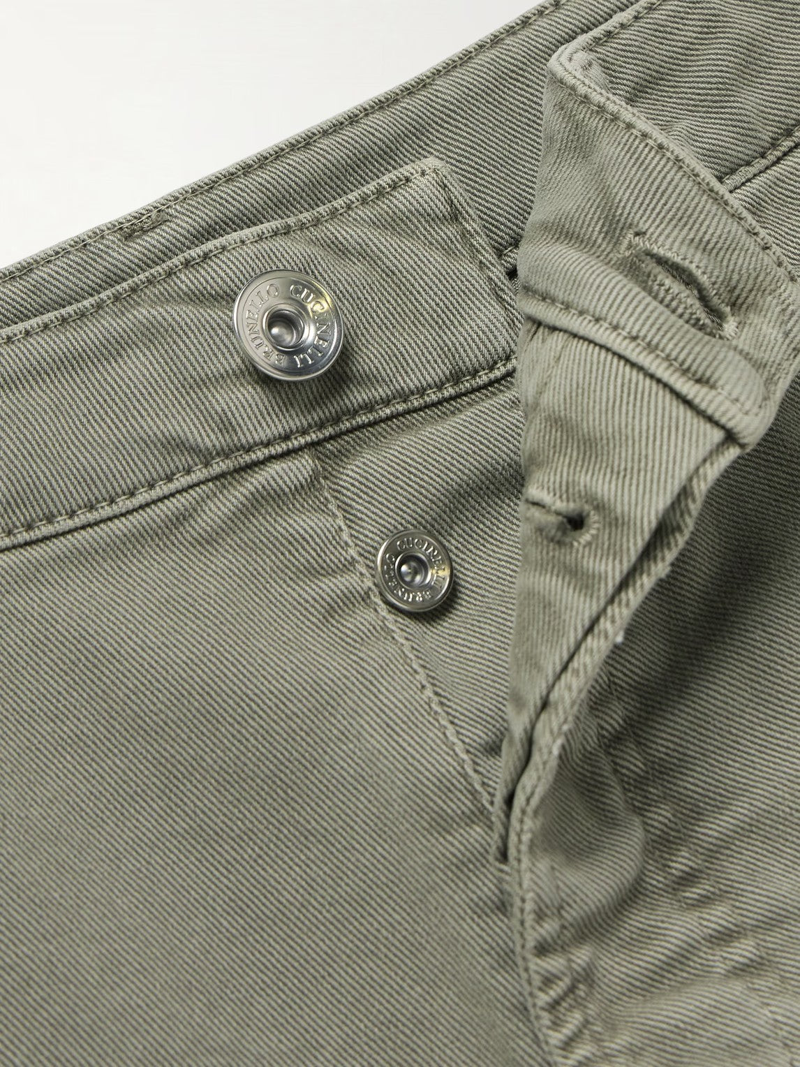 BRUNELLO CUCINELLI MEN'S OLIVE STRAIGHT LEG TROUSERS