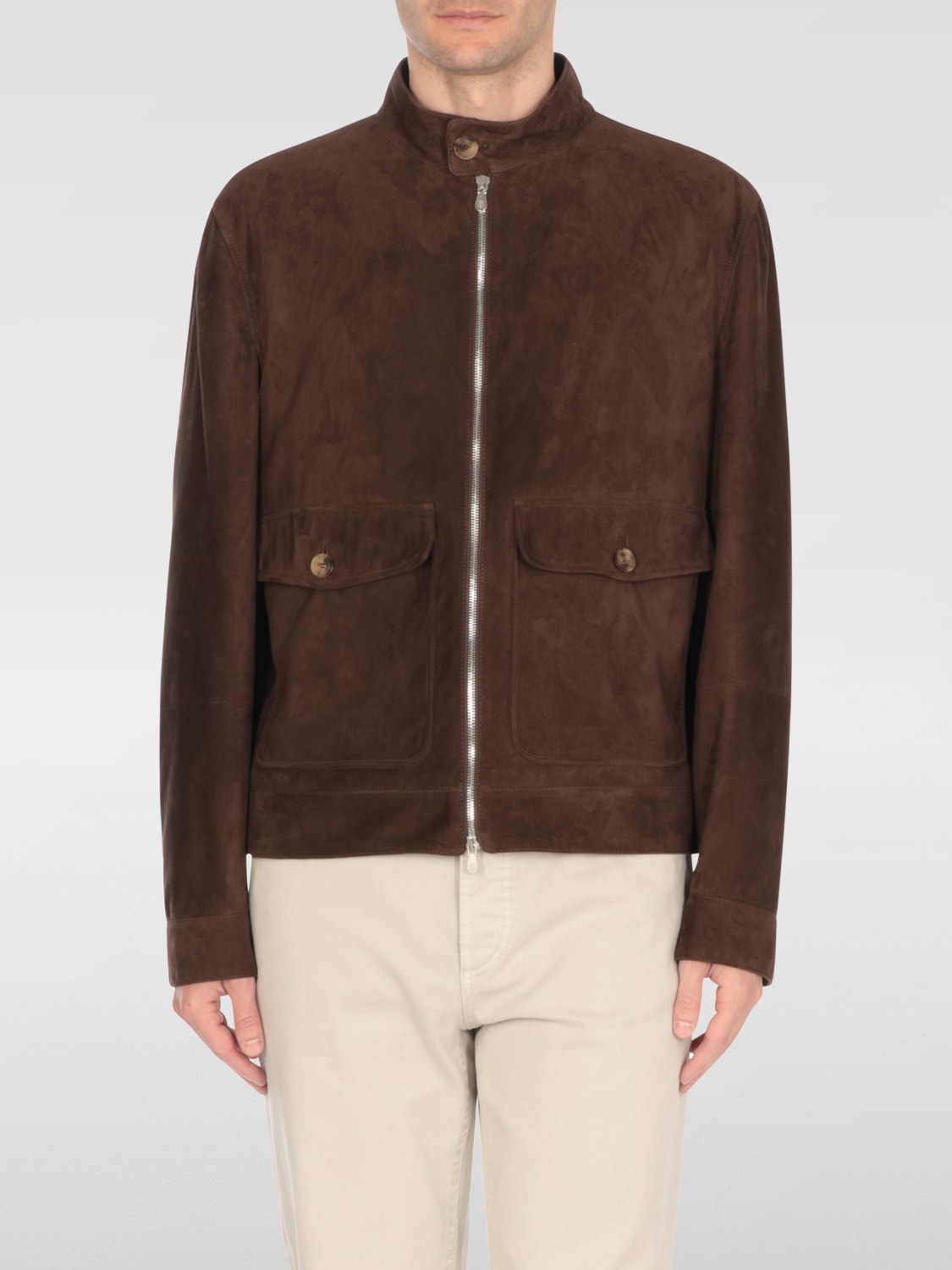 BRUNELLO CUCINELLI MEN'S RAVEN SUEDE ZIP-UP JACKET