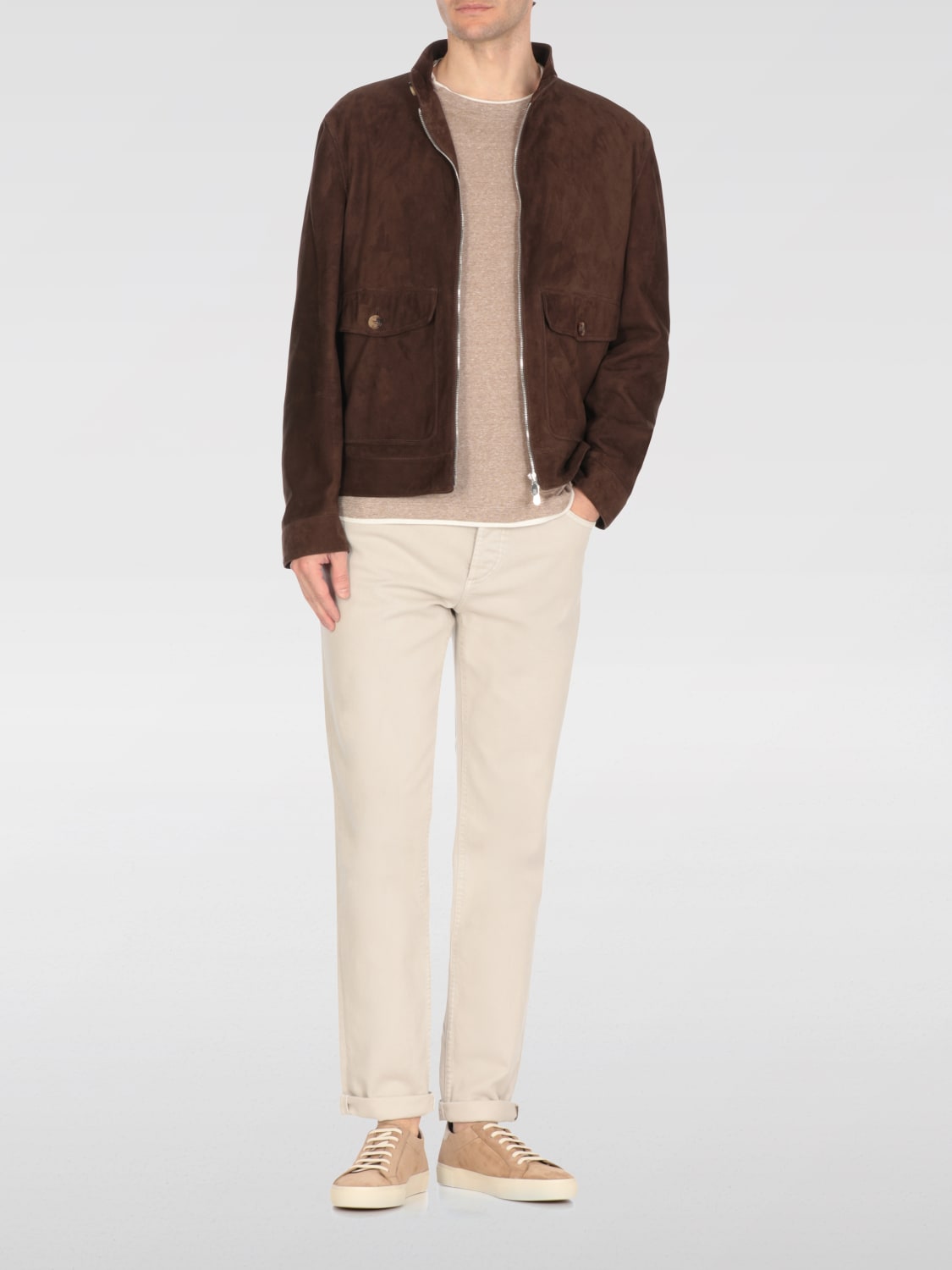 BRUNELLO CUCINELLI MEN'S RAVEN SUEDE ZIP-UP JACKET