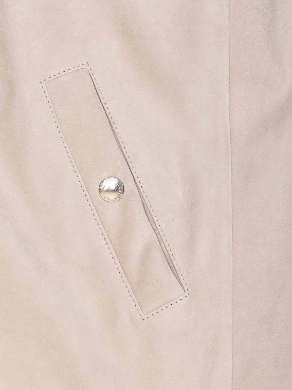 BRUNELLO CUCINELLI MEN'S BEIGE LEATHER SLEEVELESS JACKET
