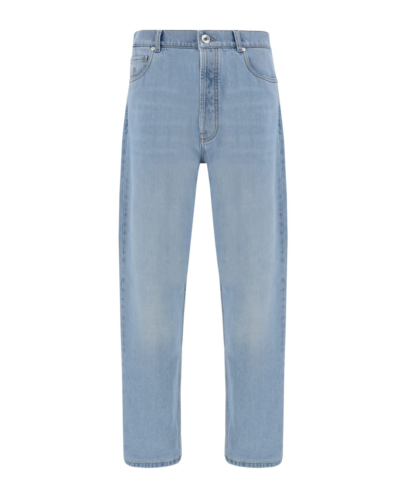 BRUNELLO CUCINELLI MEN'S LIGHT BLUE DENIM TROUSERS