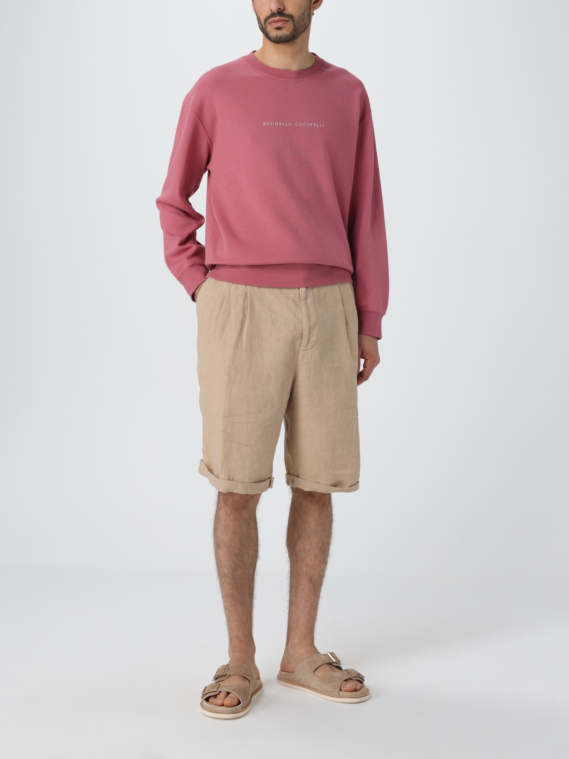 BRUNELLO CUCINELLI MEN'S RASPBERRY CREWNECK SWEATER