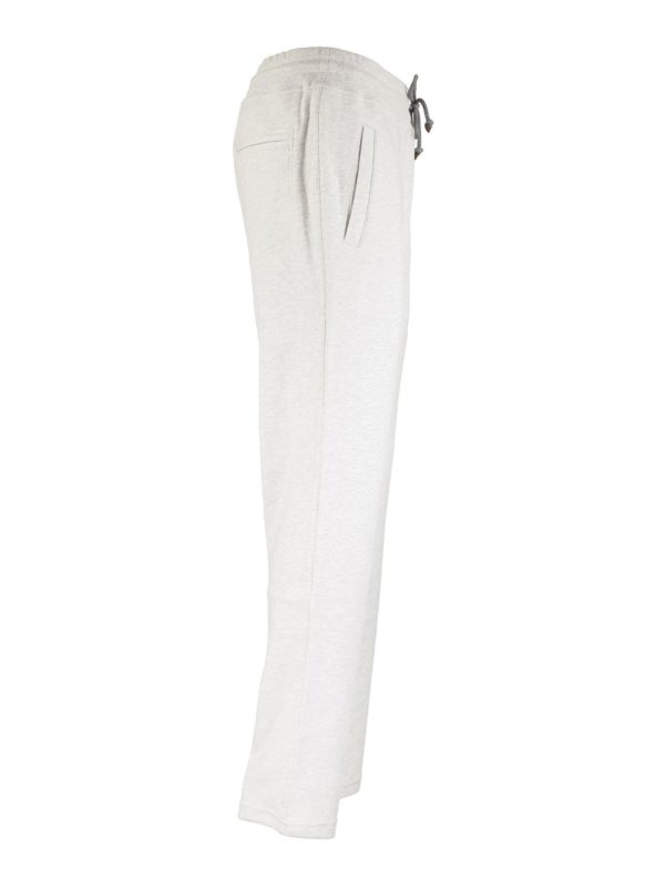 BRUNELLO CUCINELLI MEN'S LIGHT GREY GYM TROUSERS