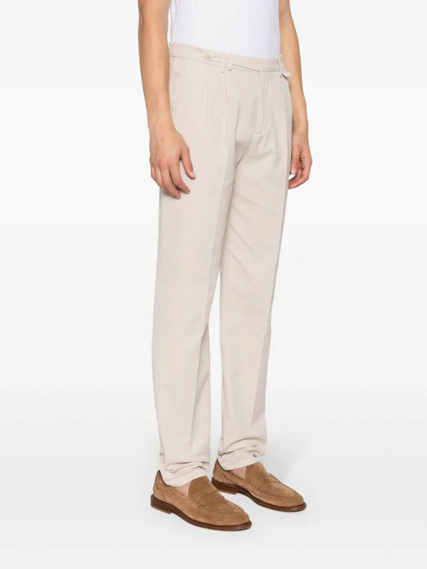 BRUNELLO CUCINELLI MEN'S CREAM TAILORED COTTON TROUSERS