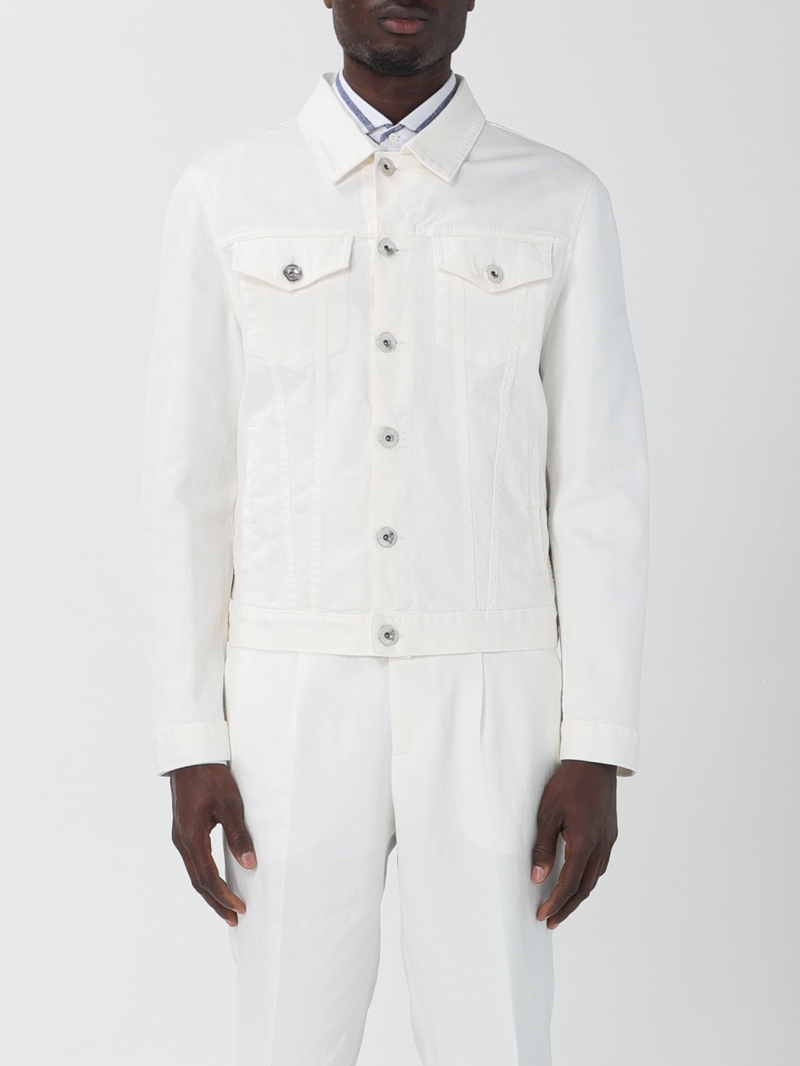 BRUNELLO CUCINELLI MEN'S OFF WHITE TAILORED JACKET