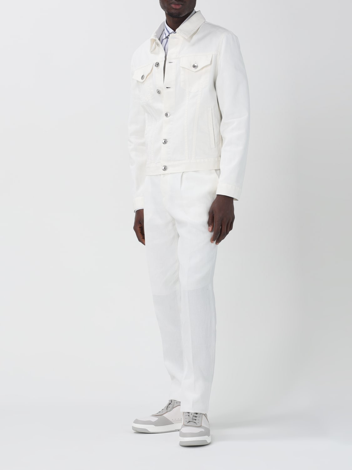 BRUNELLO CUCINELLI MEN'S OFF WHITE TAILORED JACKET