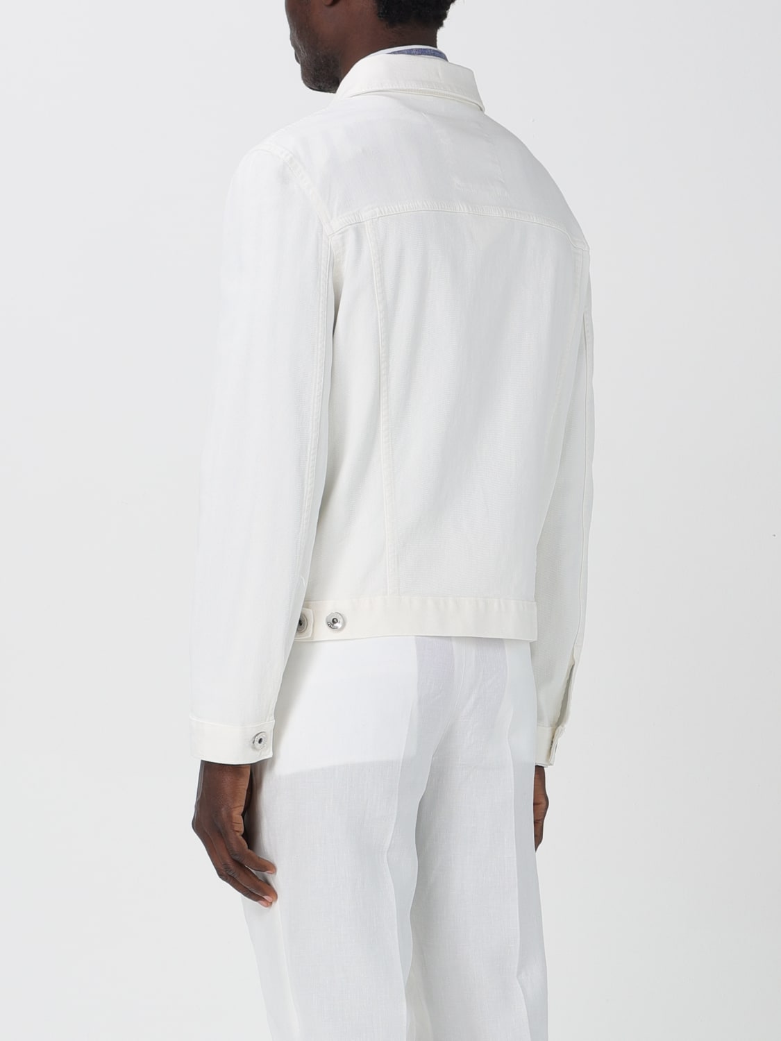 BRUNELLO CUCINELLI MEN'S OFF WHITE TAILORED JACKET