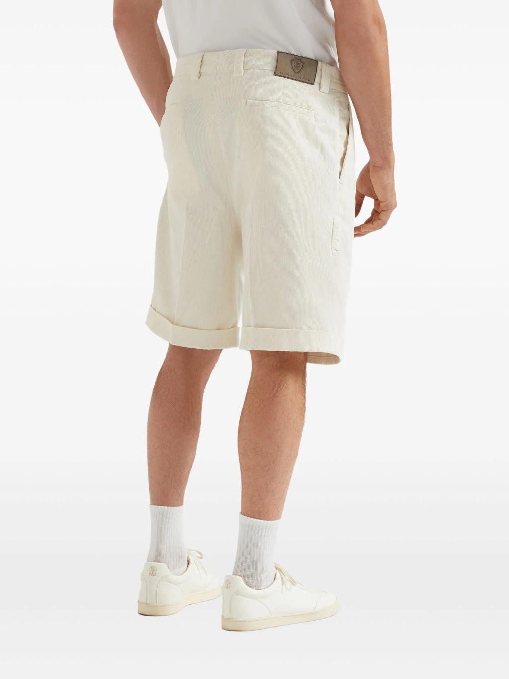 BRUNELLO CUCINELLI MEN'S OFF WHITE TAILORED SHORTS
