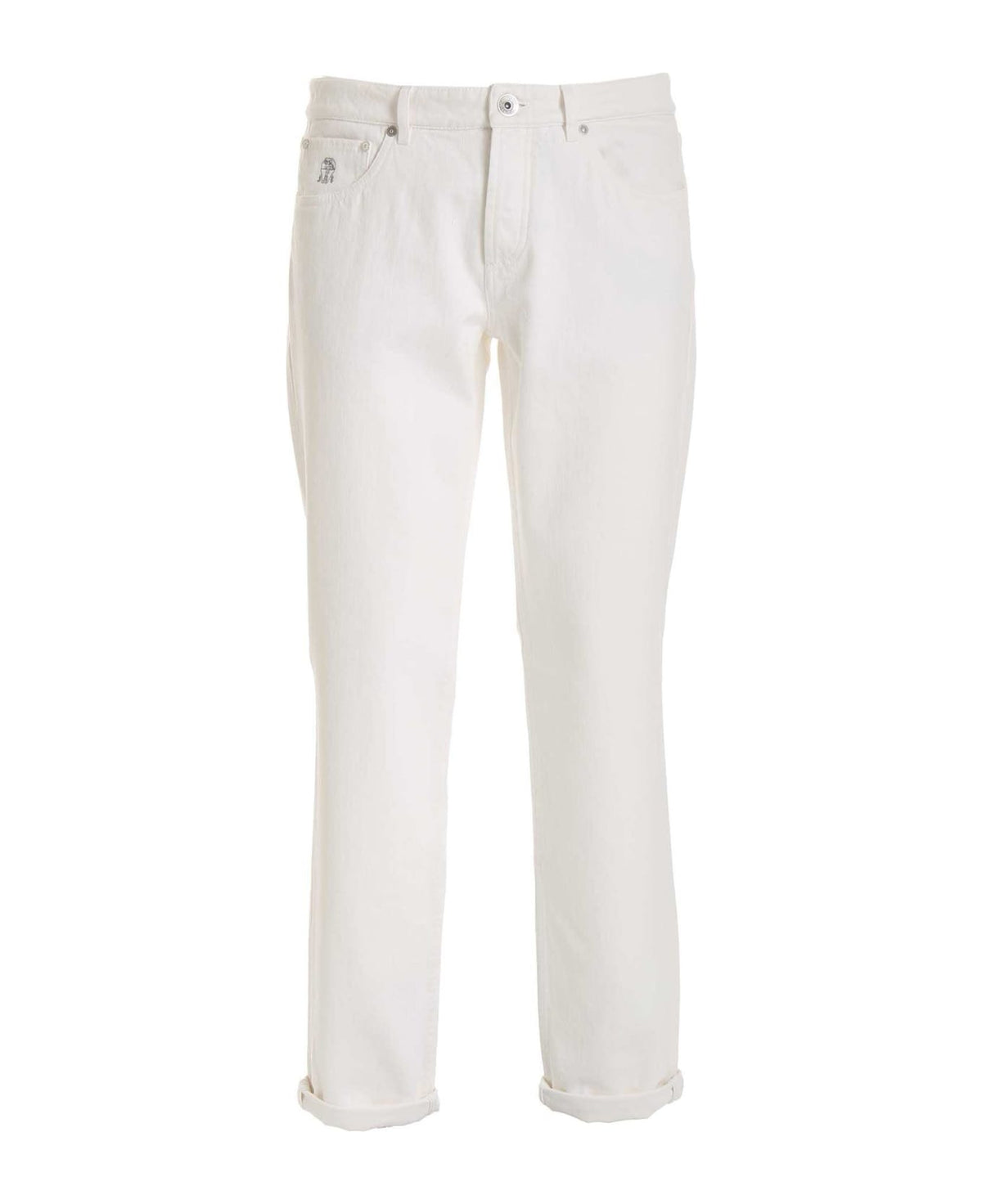 BRUNELLO CUCINELLI MEN'S OFF WHITE TAILORED TROUSERS