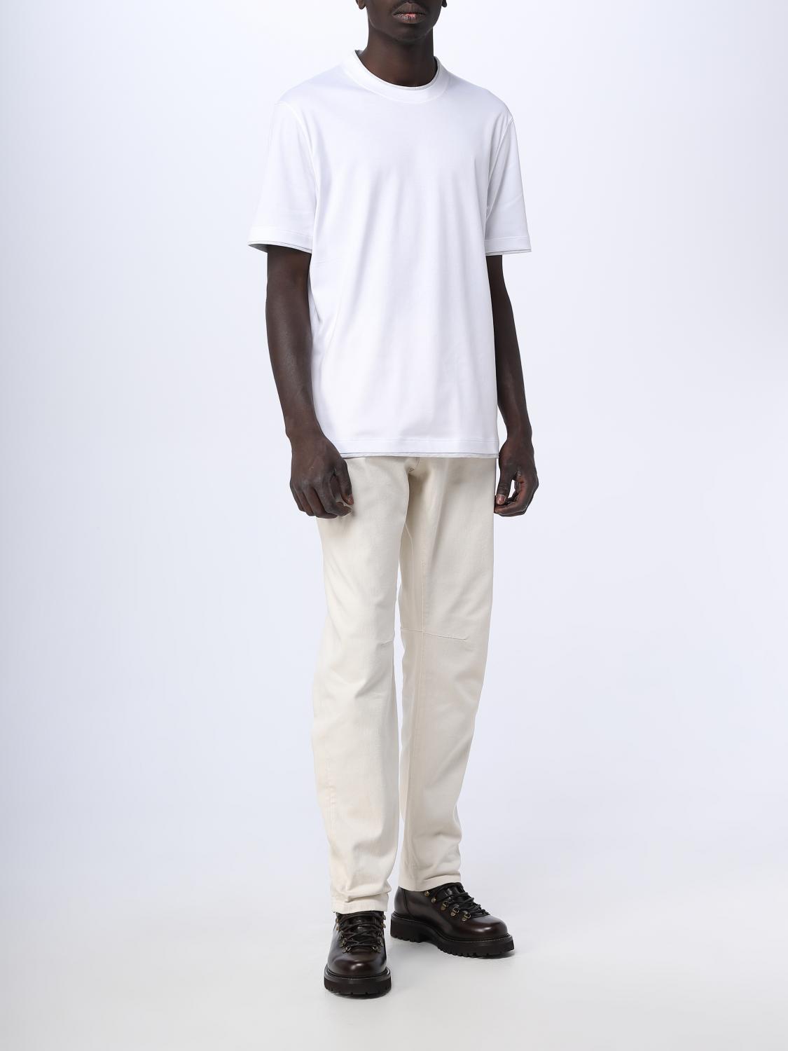 BRUNELLO CUCINELLI MEN'S CREAM STRAIGHT LEG TROUSERS