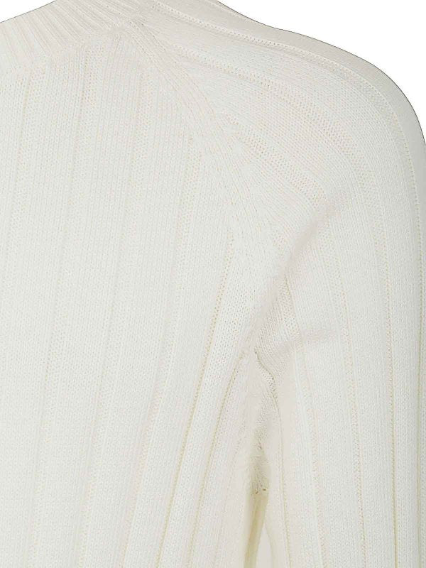 BRUNELLO CUCINELLI MEN'S IVORY RIBBED KNIT SWEATER