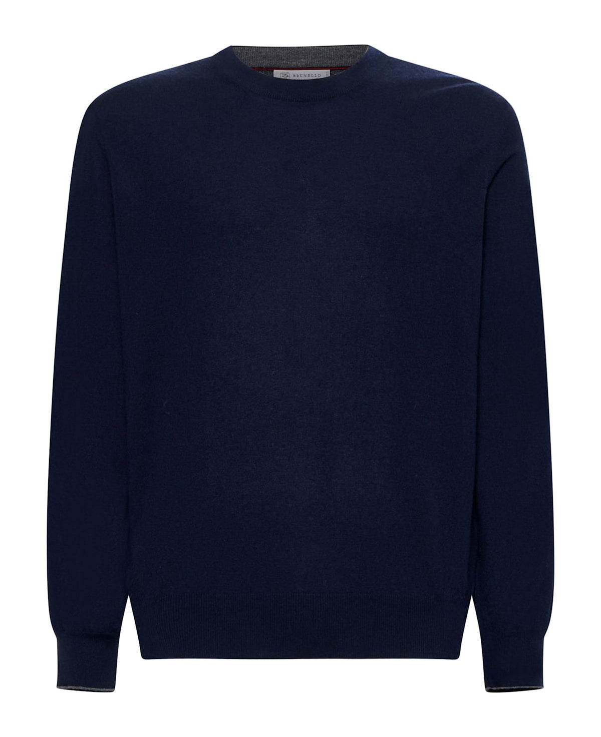 BRUNELLO CUCINELLI MEN'S NAVY CASHMERE CREWNECK SWEATER