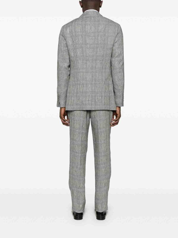 BRUNELLO CUCINELLI MEN'S GRAY PLAID DOUBLE-BREASTED SUIT