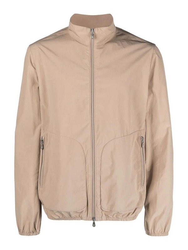 BRUNELLO CUCINELLI MEN'S BEIGE ZIP UP JACKET