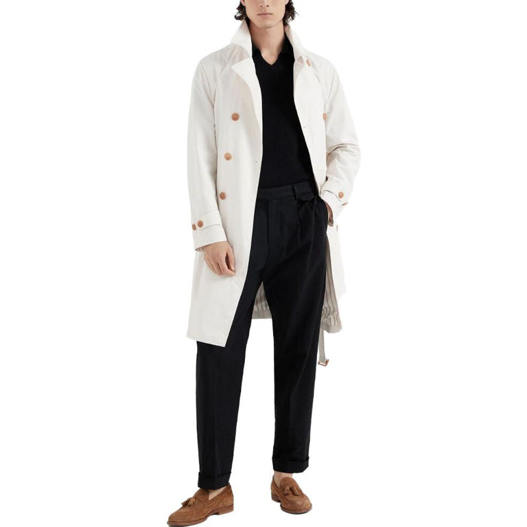 BRUNELLO CUCINELLI MEN'S IVORY DOUBLE BREASTED JACKET