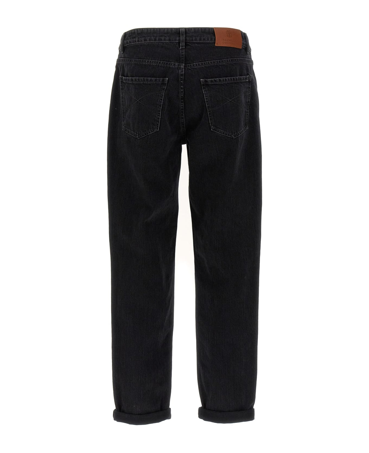 BRUNELLO CUCINELLI MEN'S BLACK RELAXED COTTON TROUSERS