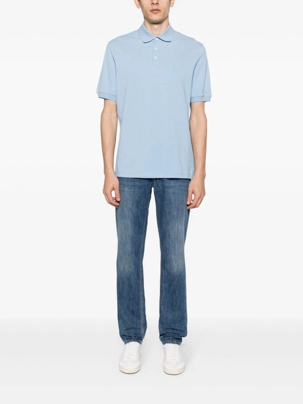 BRUNELLO CUCINELLI MEN'S TURQUOISE POLO SHIRT