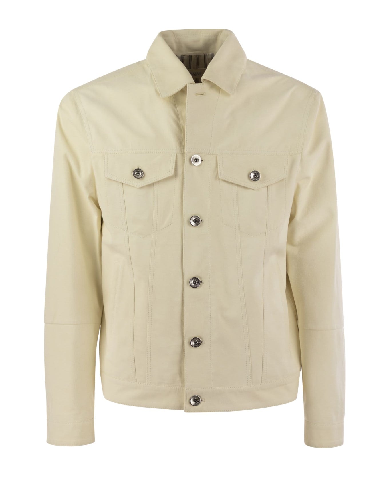 BRUNELLO CUCINELLI MEN'S CREAM TAILORED JACKET WITH POCKETS