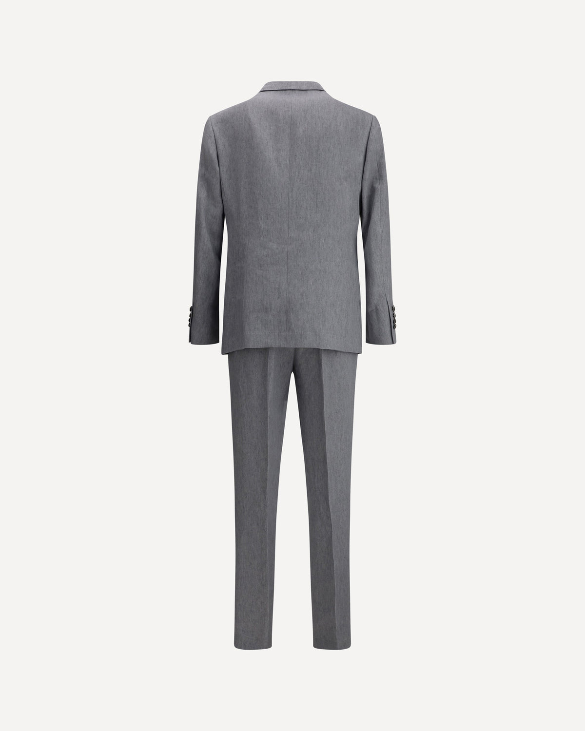 BRUNELLO CUCINELLI MEN'S GREY LINEN DOUBLE BREASTED SUIT