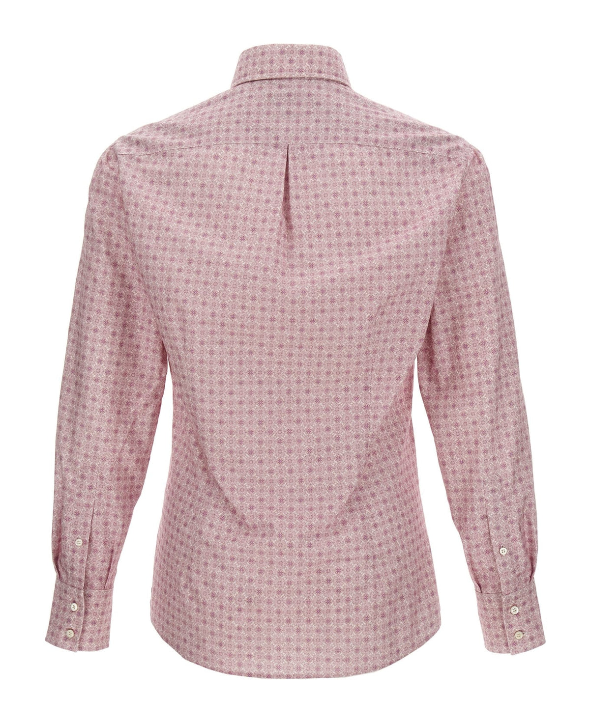 BRUNELLO CUCINELLI MEN'S PINK PATTERNED COTTON SHIRT