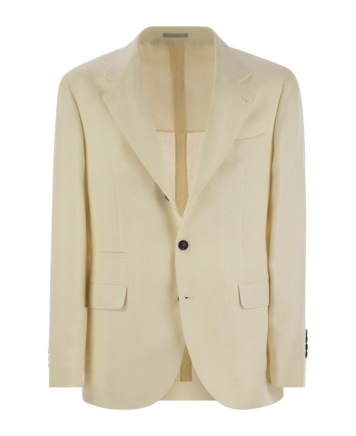 BRUNELLO CUCINELLI MEN'S CREAM LINEN WOOL BLAZER