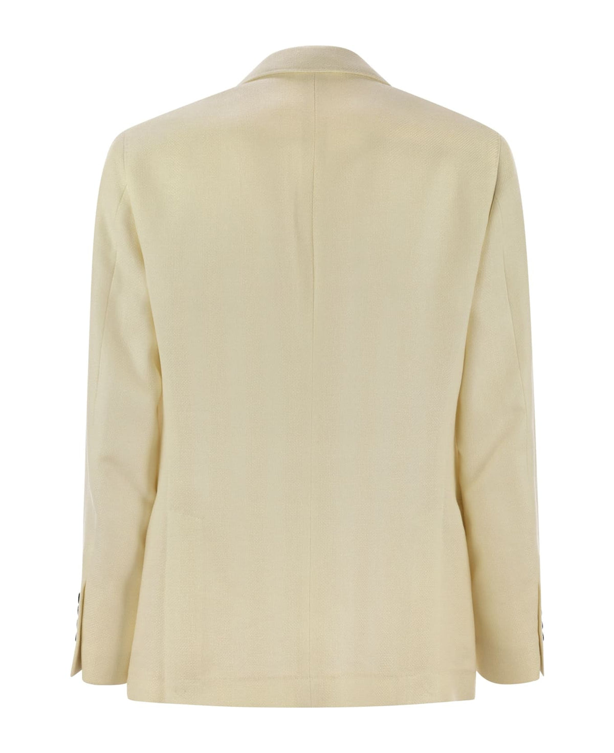 BRUNELLO CUCINELLI MEN'S CREAM LINEN WOOL BLAZER