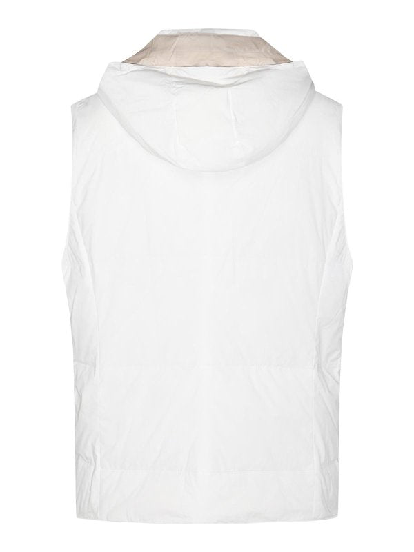 BRUNELLO CUCINELLI MEN'S OFF WHITE HOODED VEST