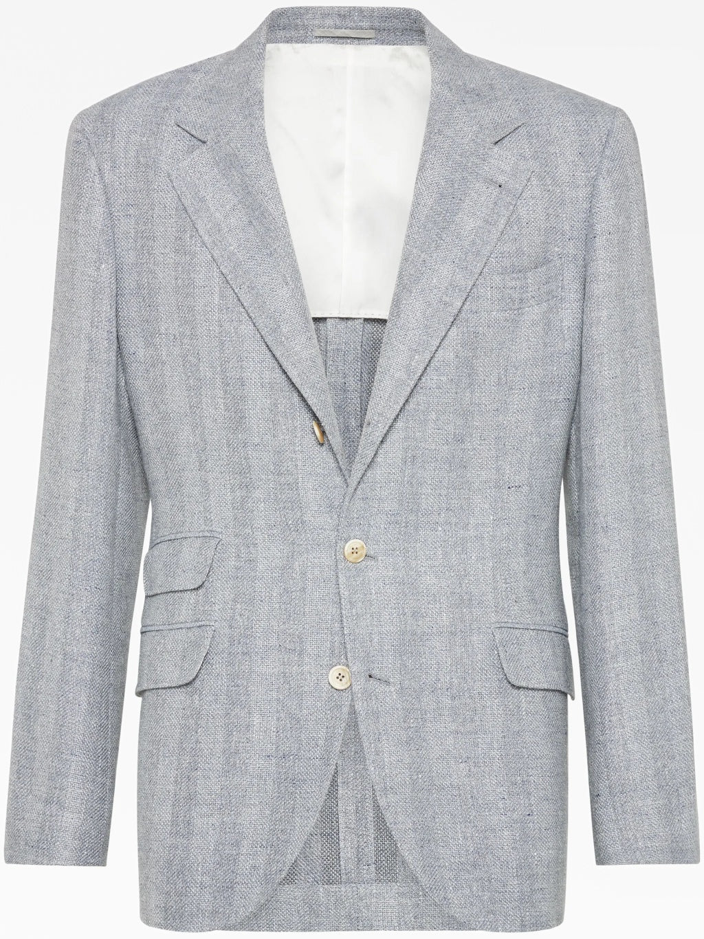 BRUNELLO CUCINELLI MEN'S LIGHT GREY WOOL LINEN BLAZER