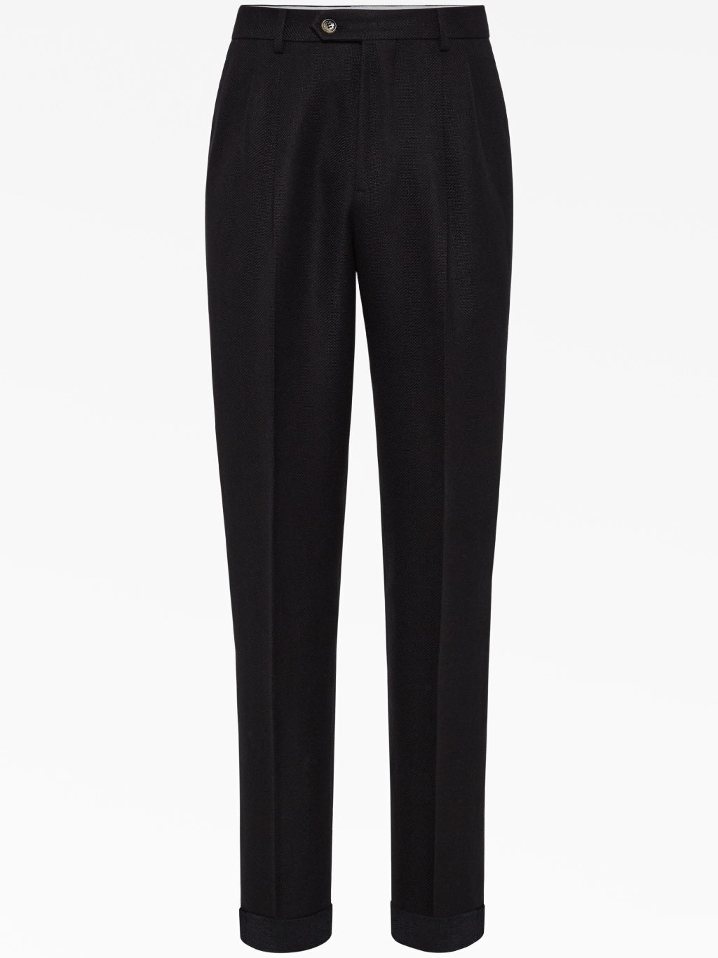BRUNELLO CUCINELLI MEN'S BLACK WOOL LINEN TROUSERS