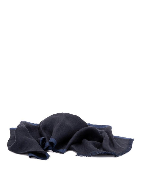 BRUNELLO CUCINELLI MEN'S NAVY LINEN LIGHTWEIGHT SCARF