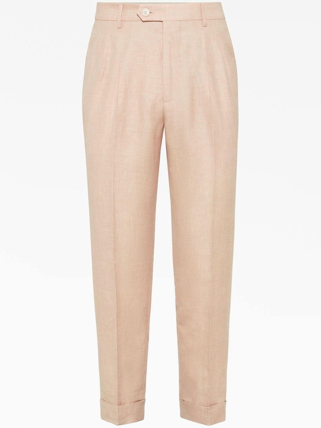 BRUNELLO CUCINELLI MEN'S LIGHT PINK WOOL LINEN TROUSERS