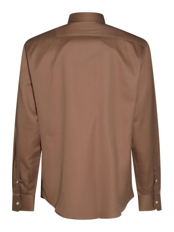 BRUNELLO CUCINELLI MEN'S CIGAR COTTON SHIRT WITH POCKETS