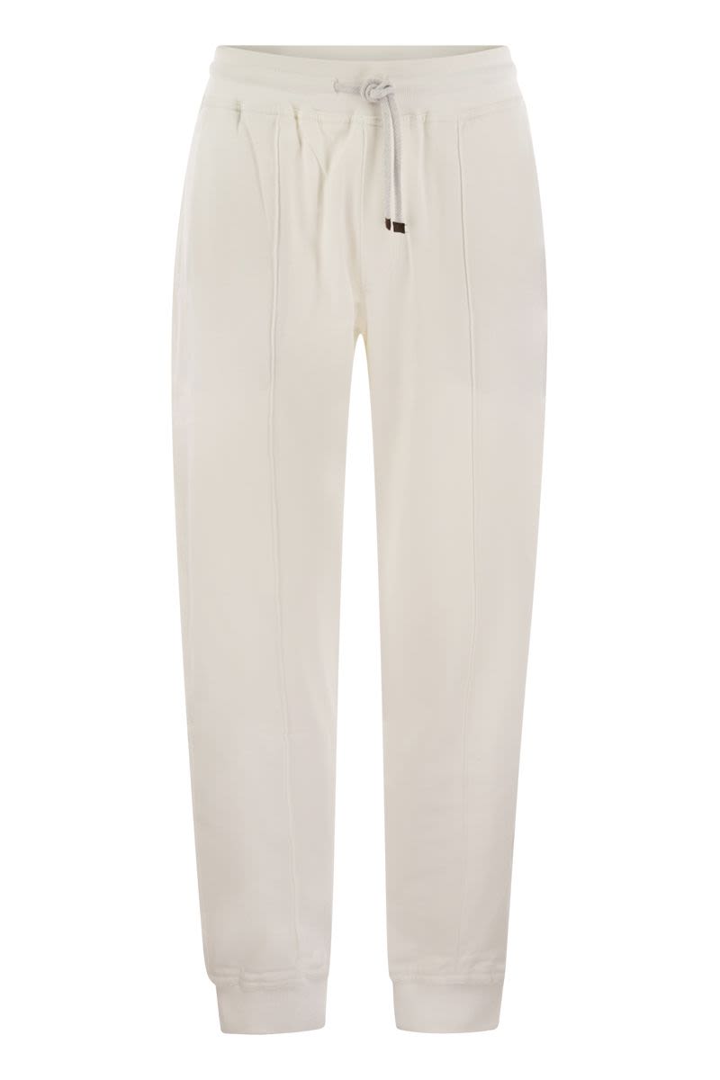 BRUNELLO CUCINELLI MEN'S OFF WHITE COTTON JOGGER PANTS