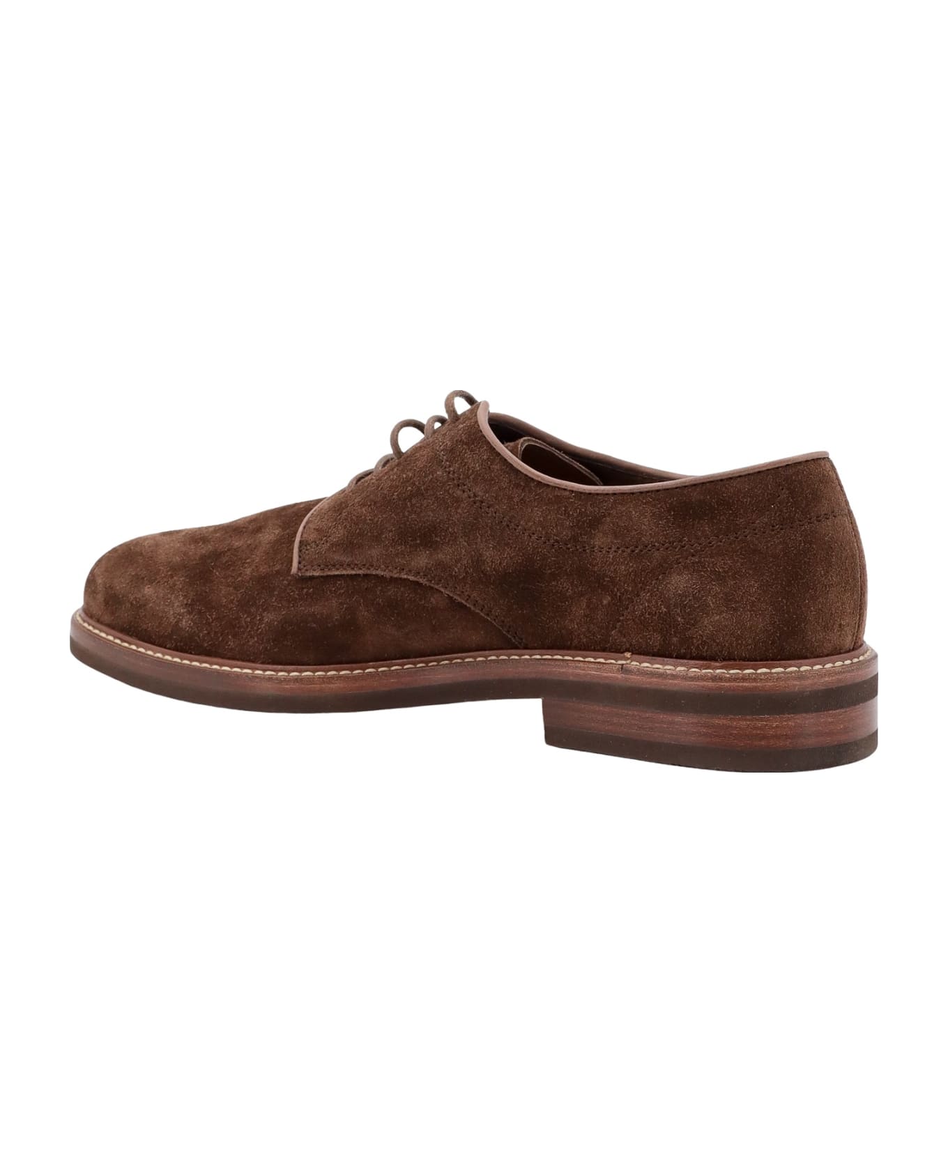 BRUNELLO CUCINELLI MEN'S BROWN SUEDE DERBY SHOES